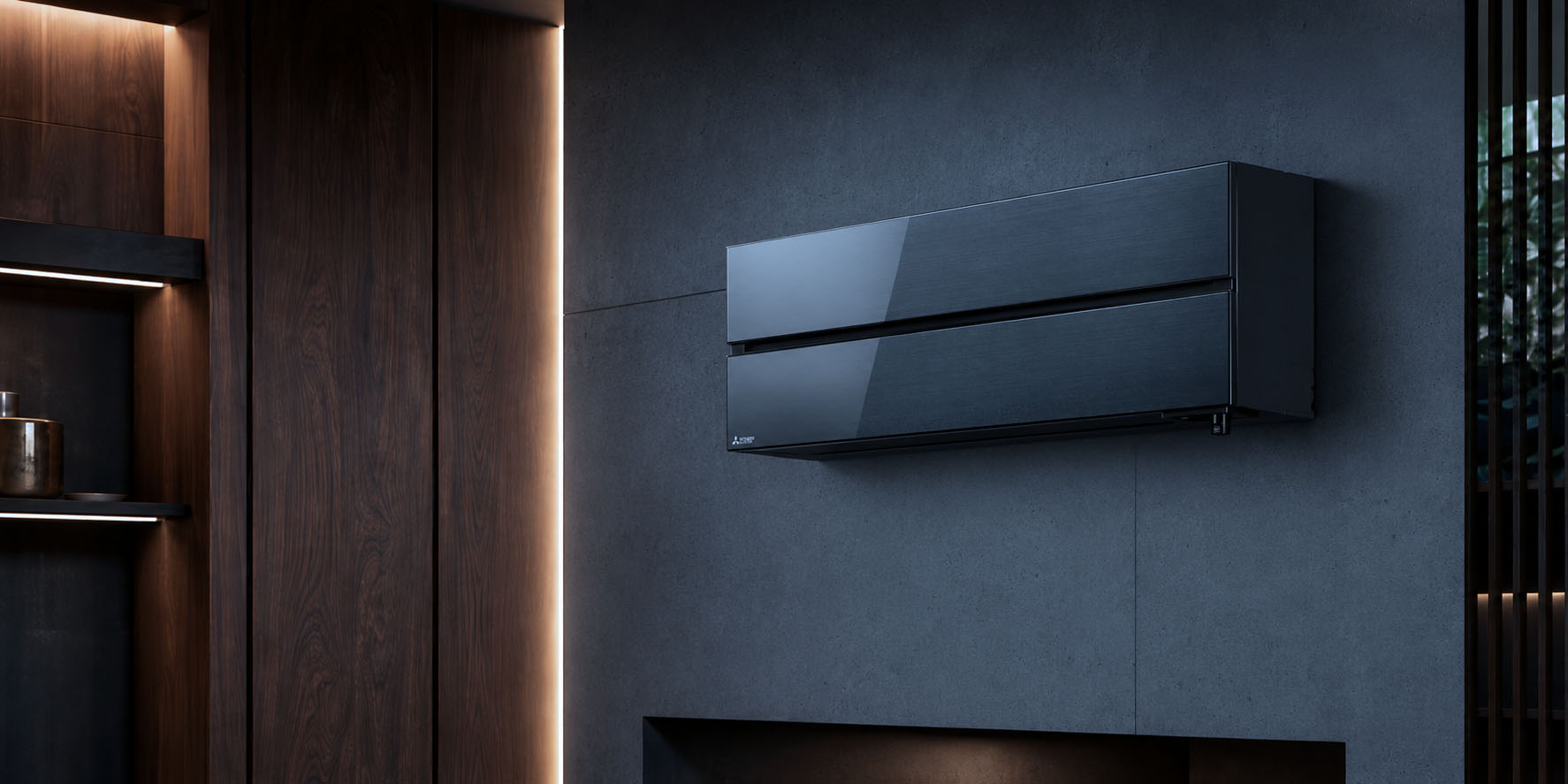 Mitsubishi Electric Diamond LN w ciemnym, loftowym wnętrzu